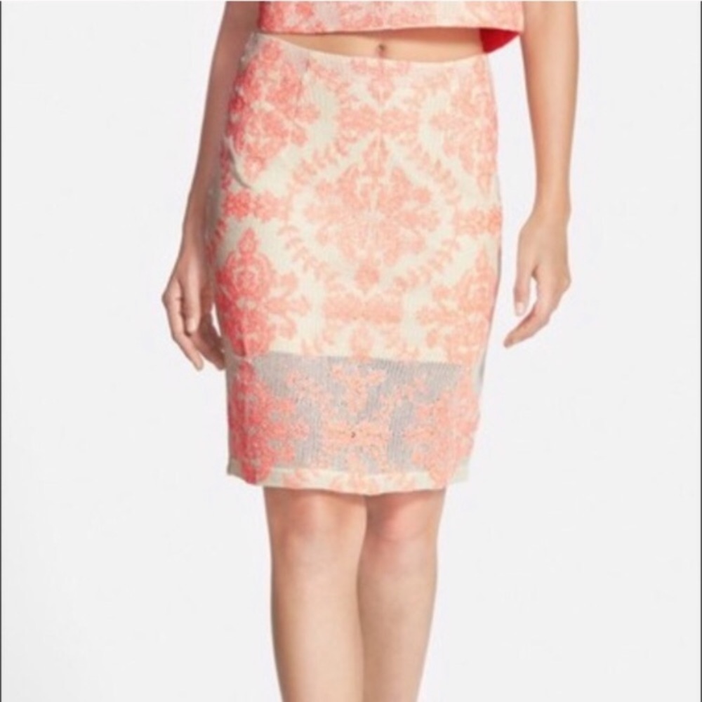 J.O.A embroidered skirt and matching top